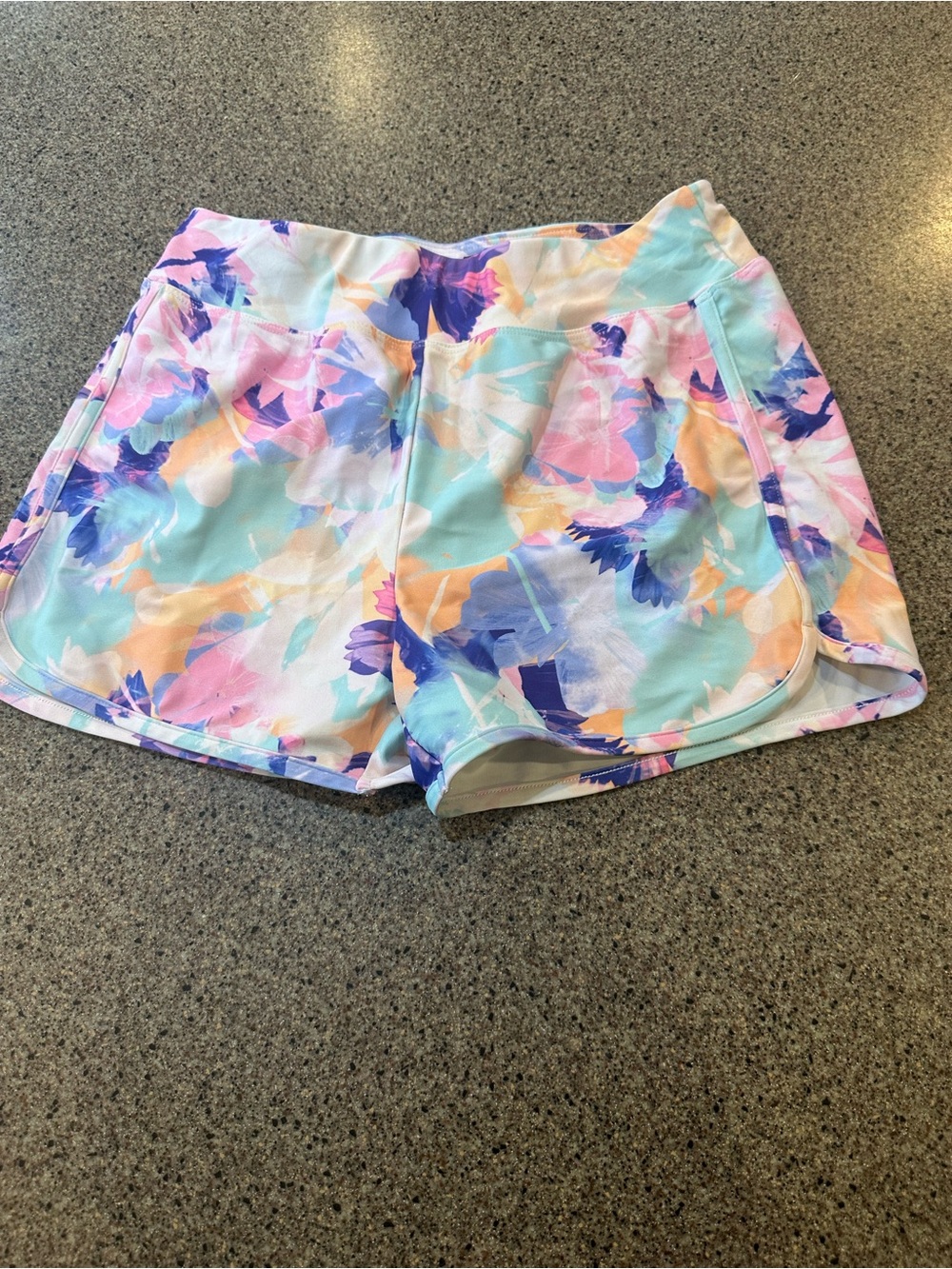Floral Pastel Athletic Shorts - Multicolor